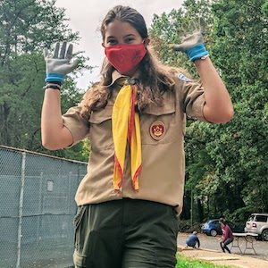 Summer of Service - girl wearing work gloves and wearing masks / face coverings